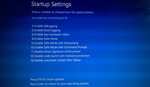 Windows 10’u doğrudan Gelişmiş Başlangıç ​​Seçenekleri