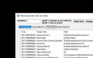 Multi-Launcher, Windows’ta erişilen Dosyalar, Klasörler, Programlar ve Web sayfalarını takip eder