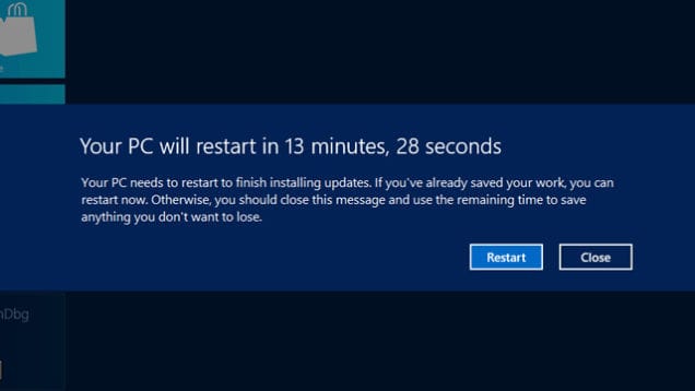 Windows 10′ da Yeniden başlatma / kapatma bekleyen güncelleştirmeleri devre dışı bırakma veya geçersiz kılma