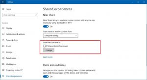Windows 10’da ‘Near Share’ varsayılan aktarım yerini değiştirme
