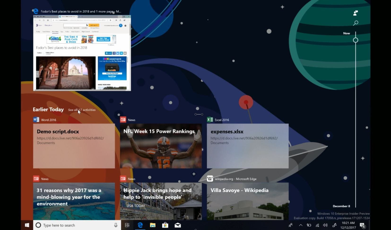Zaman Çizelgesi’ni Windows 10’da devre dışı bırakma