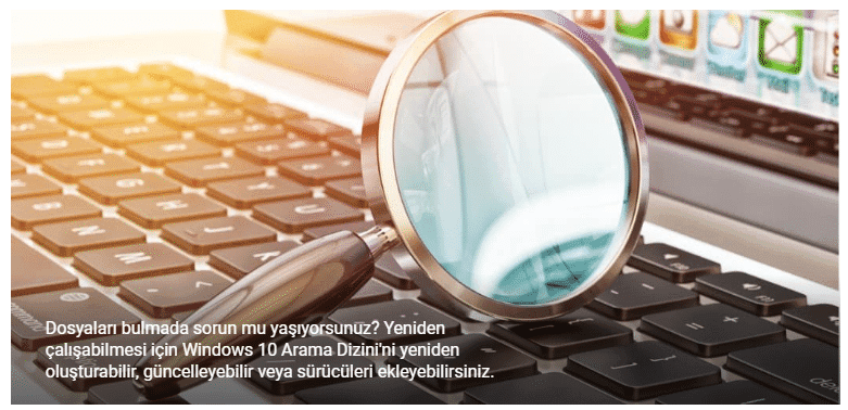 Windows 10 arama dizini nasıl düzeltilir