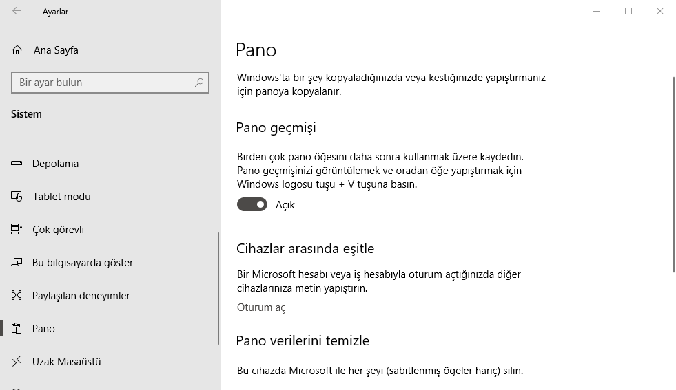 Windows 10’da Pano özelliği nasıl çalışır