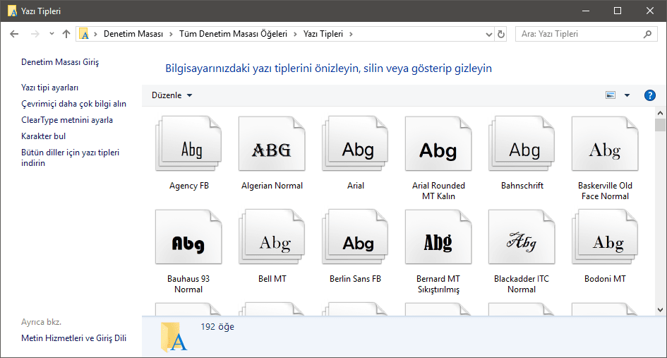 Windows 10’da varsayılan yazı tipi nasıl değiştirilir