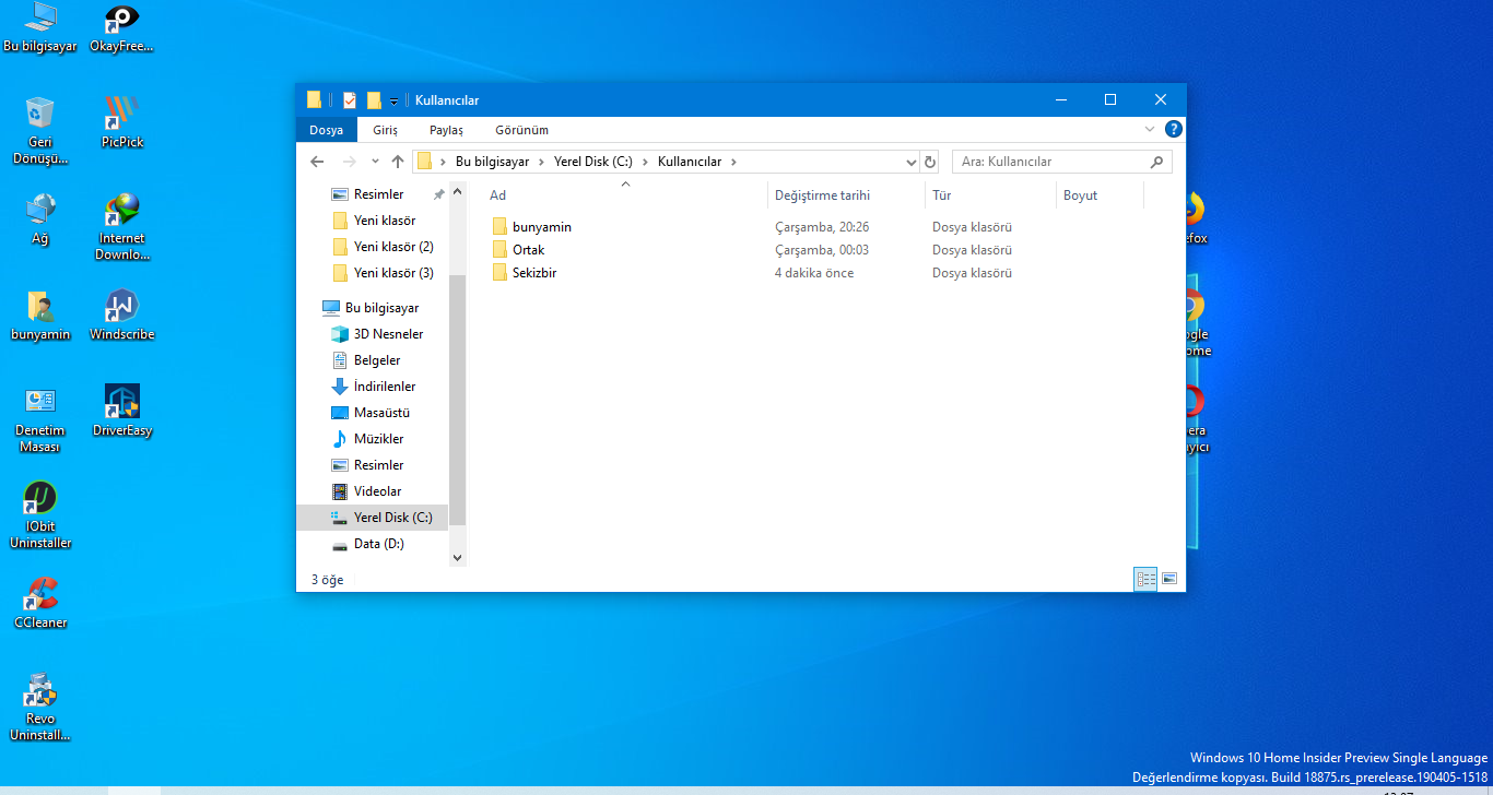Windows 10’da Kullanıcı profil klasörü nasıl yeniden adlandırılır