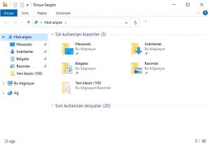 Dosya gezgini gezinme bölmesinden hızlı erişim nasıl kaldırılır