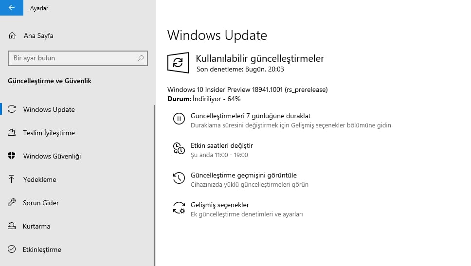 Windows 10 20H1 18941 ISO indir
