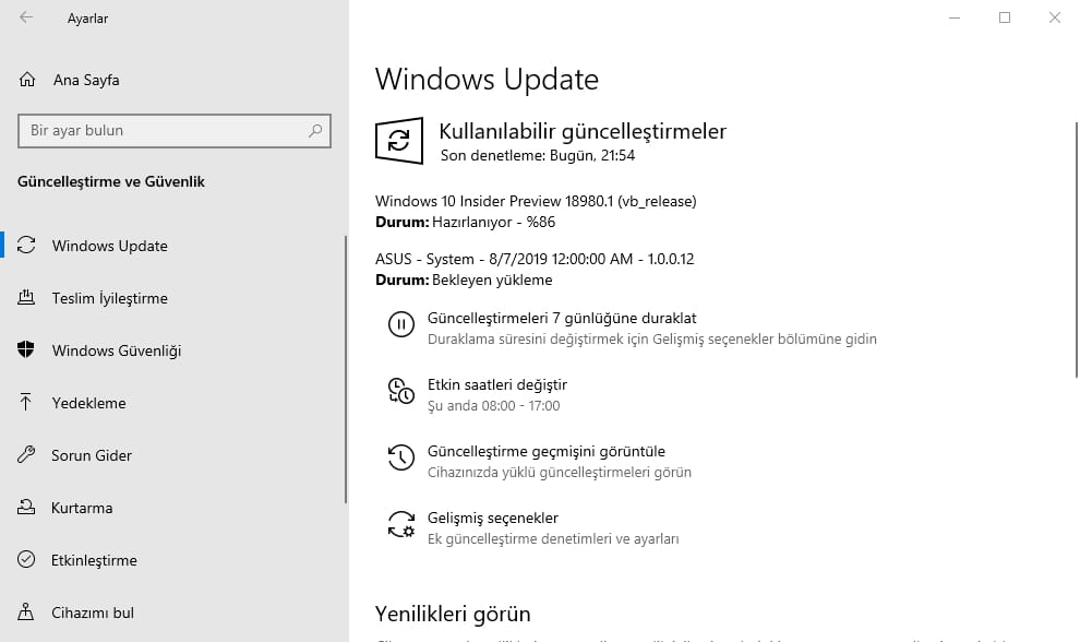 Windows 10 Build 18980 (20H1) değişikliklerle birlikte yayınlanıyor