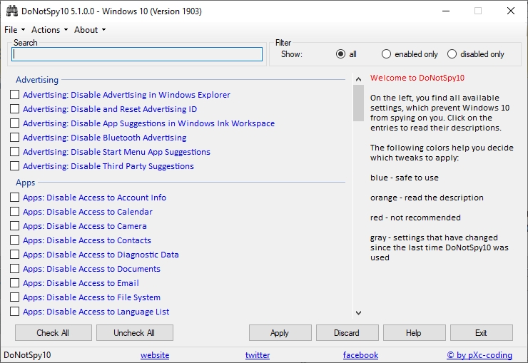 DoNotSpy10, Windows 10 için dünyanın ilk antispy aracıdır