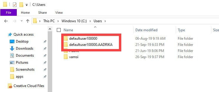 Kullanıcılar klasöründeki Defaultuser100000 klasörü nedir? Nasıl silinir?