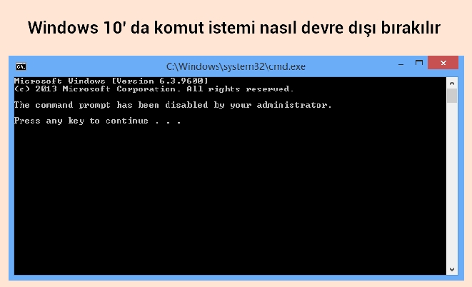 Windows 10′ da komut istemi nasıl devre dışı bırakılır