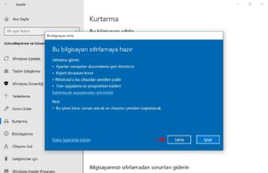 Windows 10’u dosyalarınızı kaybetmeden sıfırlama