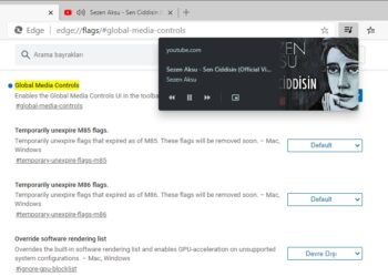 Microsoft Edge’deki araç çubuğunda global medya denetimlerini etkinleştirme