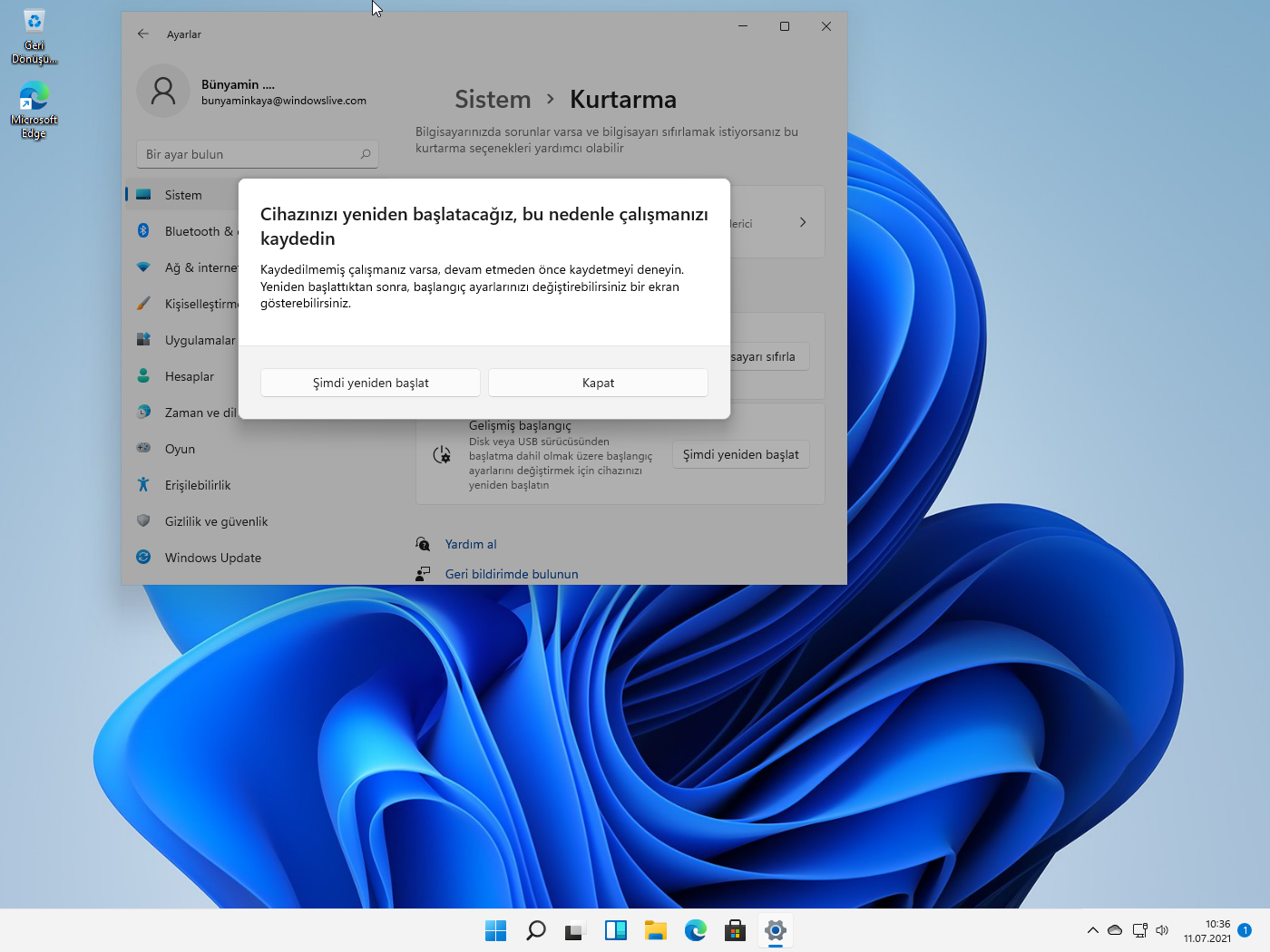 Windows 11’de Gelişmiş başlatma seçeneklerine nasıl erişilir