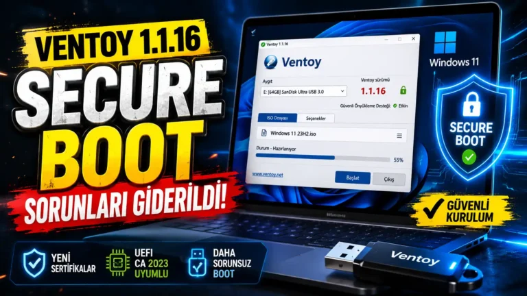 Ventoy 1.1.16 Yayınlandı: Windows 11 Secure Boot Sorunları Giderildi