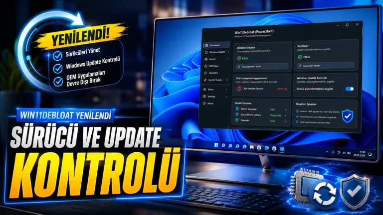 Win11Debloat Güncellendi: Sürücü ve Update Kontrolü