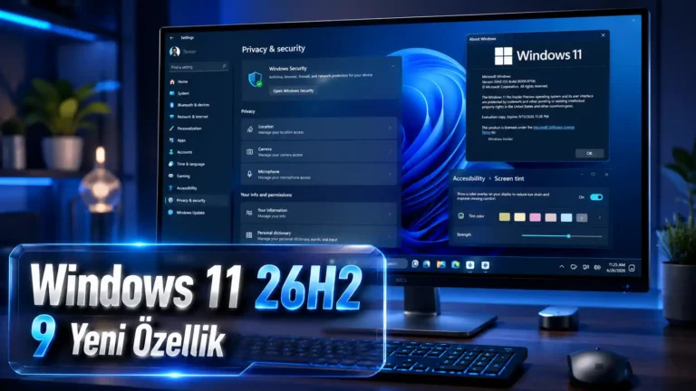 Windows 11 26H2 Yenilikleri: Görev Çubuğu, Screen Tint ve 9 Yeni Özellik